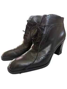 Vintage Via Spiga Neiman Marcus Black Leather Ankle Boots Women's 8.5 Italy